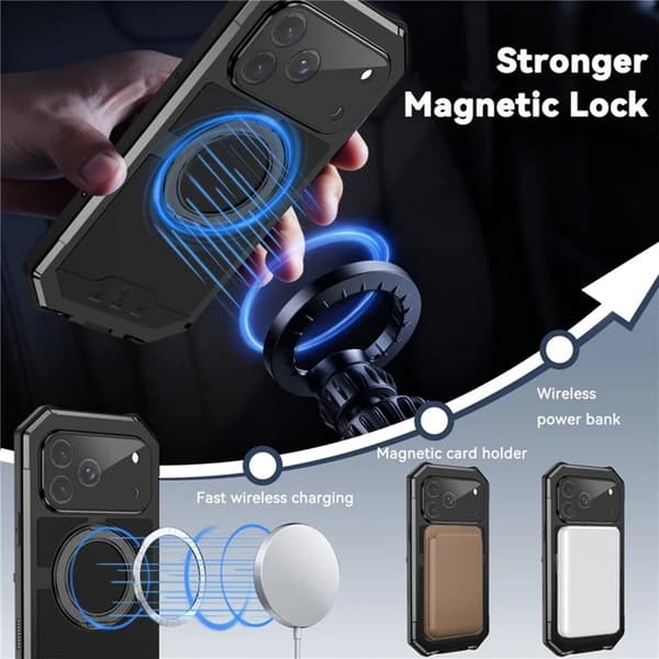 R-JUST Mobilskal till iPhone 17 Pro Max Magsafe Kickstand Svart