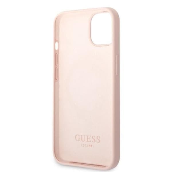 Guess iPhone 13 Skal MagSafe Silicone Logo Plate - Rosa Rosa