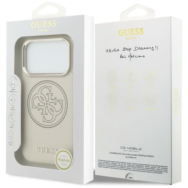 Guess Mobilskal För iPhone 17 Pro MagSafe Perforated 4G - Beige