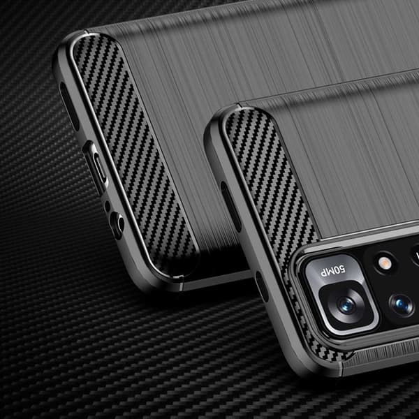 Carbon Fleksibelt Cover Xiaomi Poco M4 Pro 5G - Sort Black