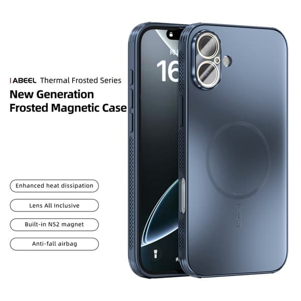 ABEEL Mobilskal till iPhone 16 Plus Magnetiskt TPU PC Kylande Matt Blå