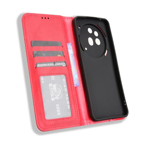 Nothing Phone (3a) Pro Plånboksfodral Retro Kickstand - Röd Röd