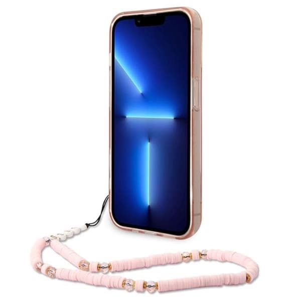 GUESS iPhone 14 Pro Max Skal Translucent Pearl Strap - Rosa Rosa