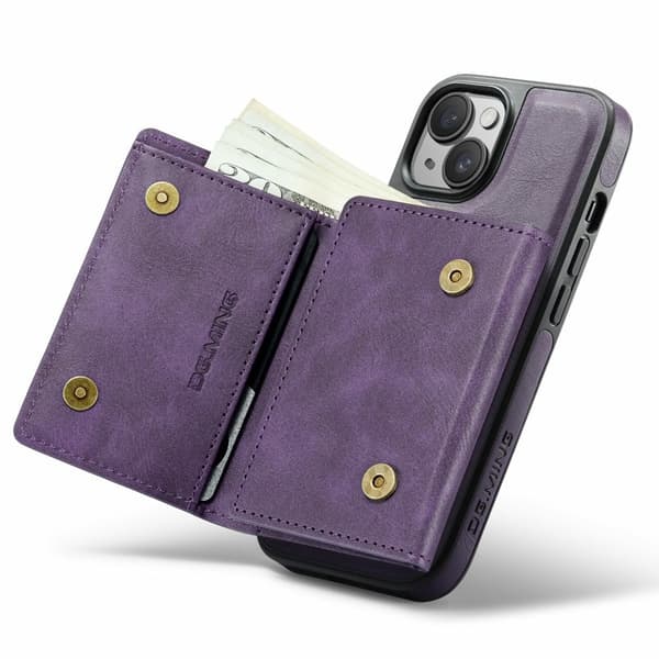 DG.MING M6 Series Mobilskal till iPhone 14 Plus Magnetiskt Plånboksfodral Lila