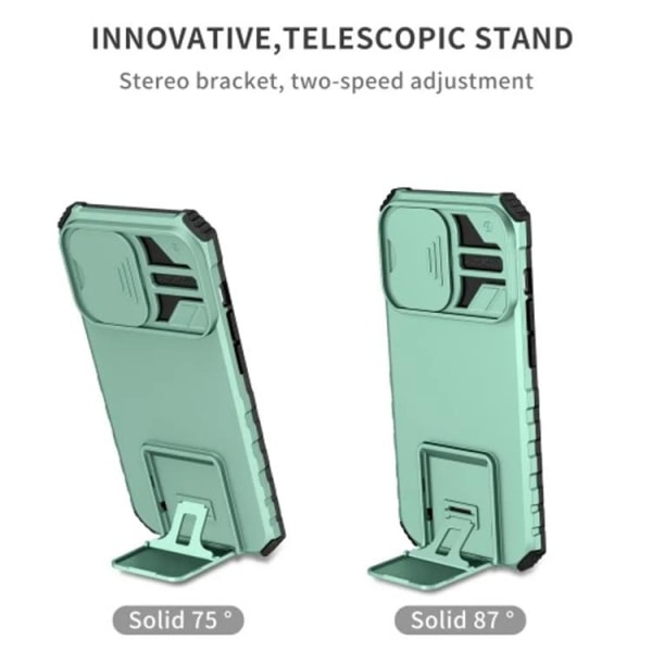 iPhone 15 Pro Mobilskal TPU Kickstand - Ljusgrön