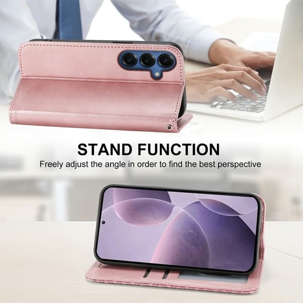 Samsung Galaxy S26 Fodral Konstläder Plånboksfodral - Roséguld