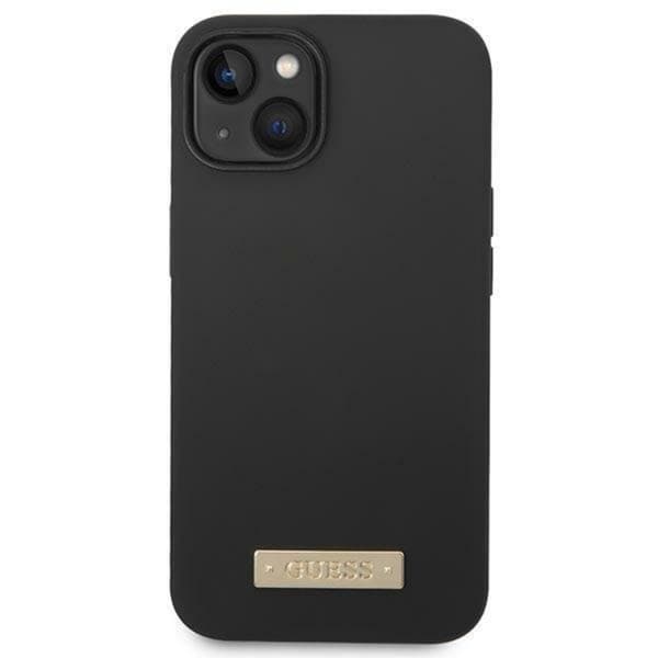 GUESS iPhone 14 Plus Skal MagSafe Silicone Logo Plate - Sort Black
