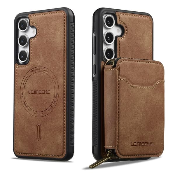 LC.IMEEKE L6 för Samsung Galaxy S23 FE Plånboksfodral Konstläder - Brun