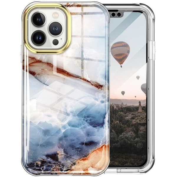 iPhone 14 Pro Cover 360 Marble - Brun Brun