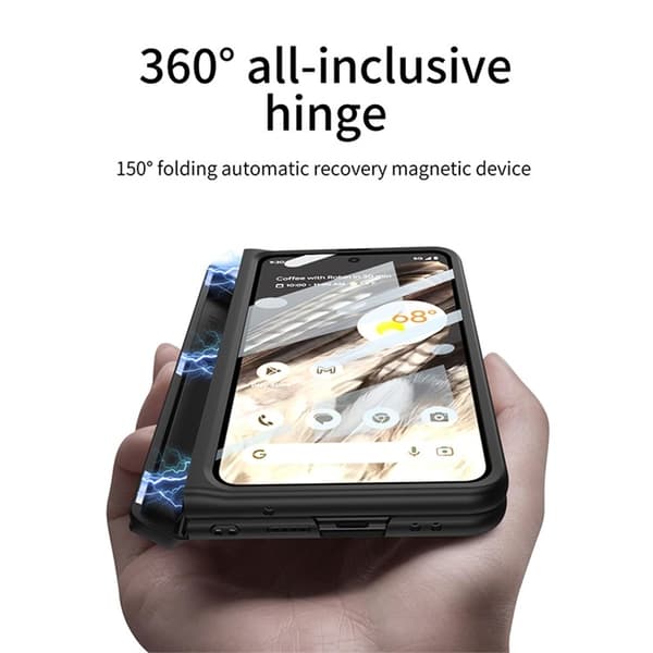 Google Pixel Fold -puhelinkotelo korttitaskulla ja telineellä - hiilikuitu Black
