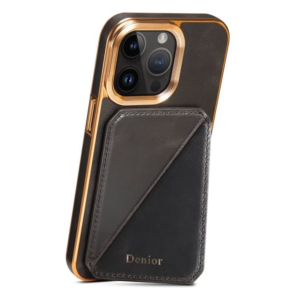 DENIOR Mobilskal till iPhone 14 Pro Max Äkta Läder TPU+PC - Svart