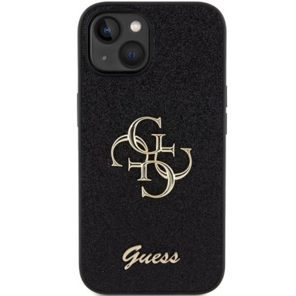 Guess iPhone 15 Plus Mobilskal Glitter Script Big 4G - Svart