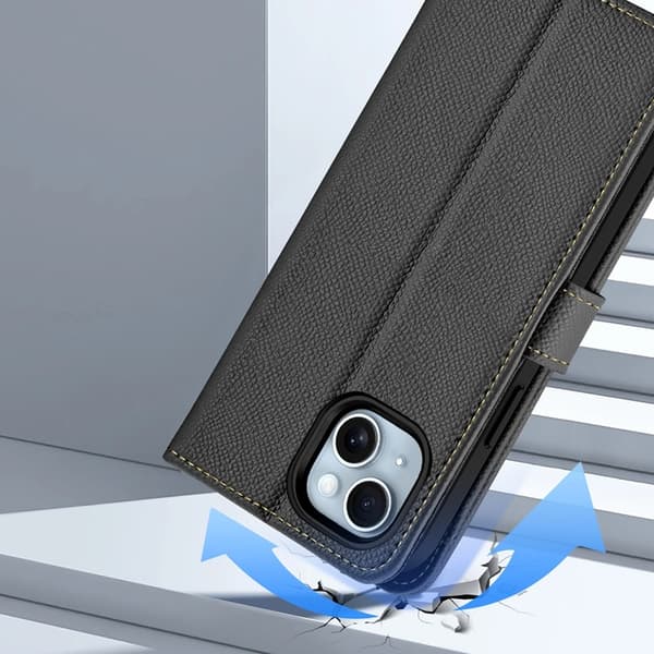Dux Ducis iPhone 15 Plånboksfodral Lawa Läder - Svart