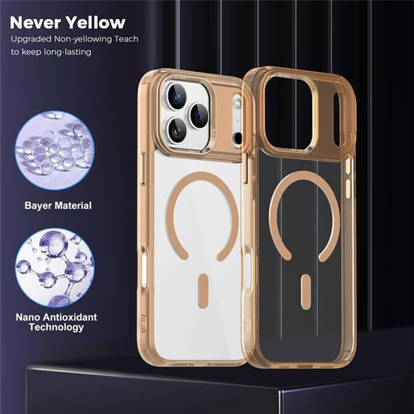 Mobilskal till iPhone 17 Pro Max MagSafe Transparent TPU+PC - Guld Guld