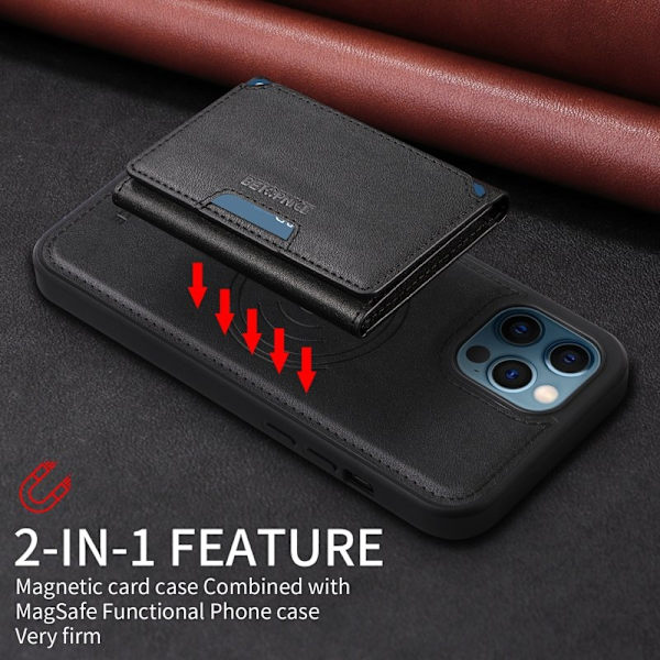 BETOPNICE iPhone 12 Pro Max Plånboksfodral Konstläder - Svart