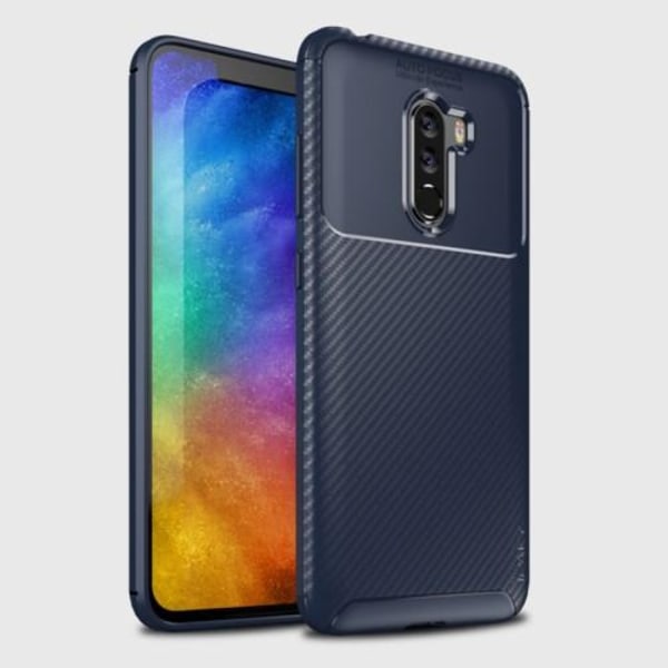 IPAKY Carbon Fiber matkapuhelinkotelo Xiaomi Pocophone F1 -puhelimelle - sininen Blue