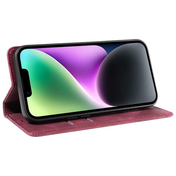 BETOPNICE 003 Plånboksfodral för iPhone 15 Plus - Konstläder - Röd
