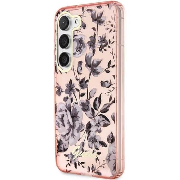Guess Galaxy S23 Plus Mobilskal Flower Collection - Rosa Rosa