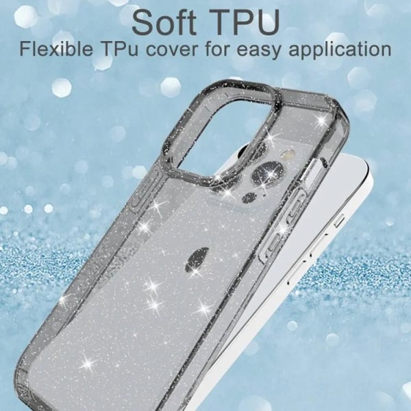 iPhone 14 Pro Max Mobilskal Glitter Powder - Transparent Svart