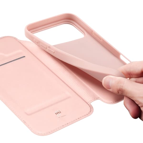 DUX DUCIS Skin Pro iPhone 17 Pro Max Plånboksfodral PU Läder Läder Rosa