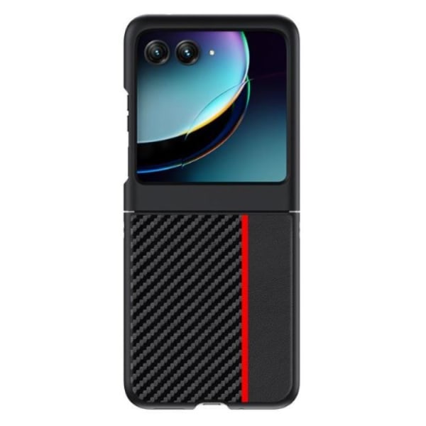 Motorola Rzar 40 Ultra Mobiltelefon Taske Carbon Fiber Læder - Rød