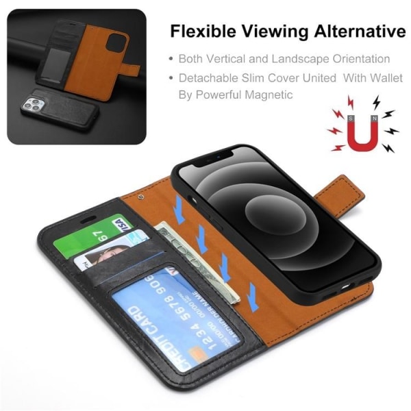 iPhone 15 Pro Plånboksfodral 2-in-1 Detachable - Svart