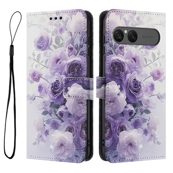 Sony Xperia 10 VII Konstläder Plånboksfodral Pattern Printing - Lila Rosa Lila