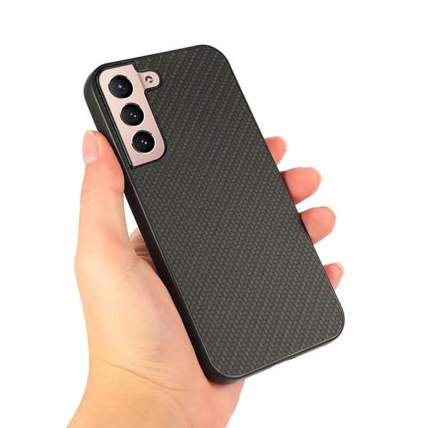 Kulfiber Læder Cover Galaxy S22 Plus 5G - Sort Black