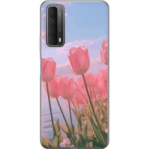 Mobilcover til Huawei P smart 2021 med lyserøde tulipaner