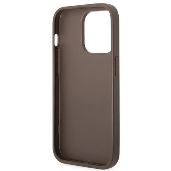 GUESS iPhone 14 Pro Max Skal Saffiano Metall Gold Logo - Brun