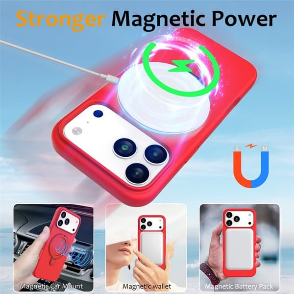 Mobilskal till iPhone 17 Pro MagSafe Kickstand PC + Silikon - Röd Röd