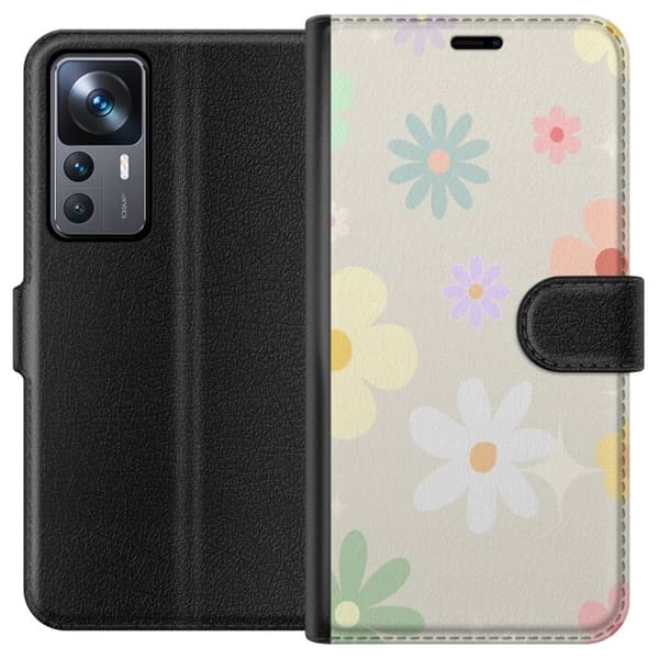 Plånboksfodral till Xiaomi 12T med fejdande blommor