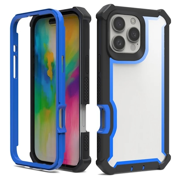 Mobilskal till iPhone 16 Pro Max TPU + PC Shockproof - Vit/Blå Blå