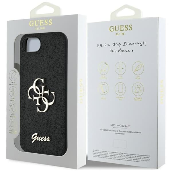 Guess Telefontaske til iPhone 16e Fast Glitter Big 4G - Sort Svart
