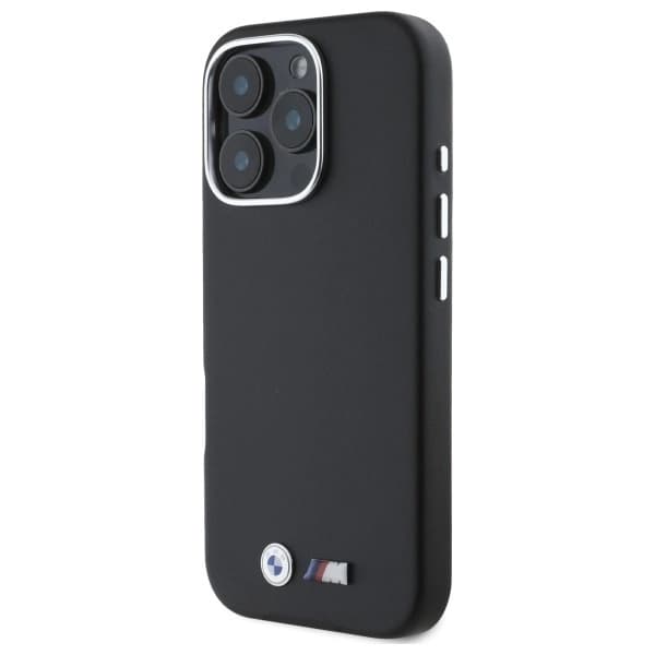 BMW telefontaske til iPhone 16 Pro Max glat fuldt indpakket metal - sort Black
