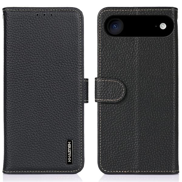 KHAZNEH iPhone Air Plånboksfodral Äkta läder - Svart