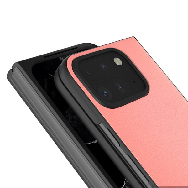 ABEEL Mobilskal till Google Pixel 9 Pro Äkta Läder Hård PC Rosa