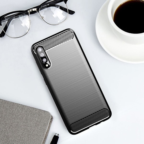 Galaxy A70/A70s Skal Forcell Carbon Mjukplast - Svart Svart