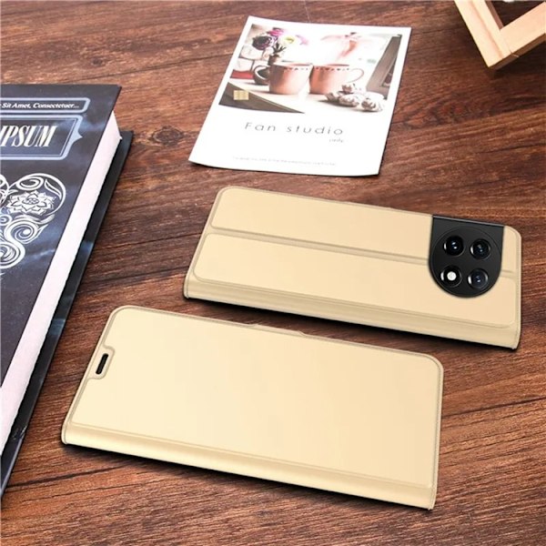 OnePlus 11 5G Plånboksfodral Flip Folio Kickstand - Guld Guld