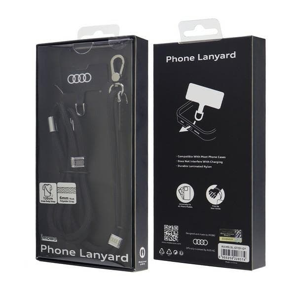 Audi bilrem Crossbody 120cm 6mm (AU-CBL6-R8/D1-BK) - Sort