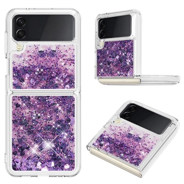 Galaxy Z Flip 4 Case nestemäinen kelluva glitter - tumman violetti