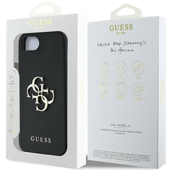 Guess Mobilskal till iPhone 16e Grained Big 4G Small Classic Logo Svart