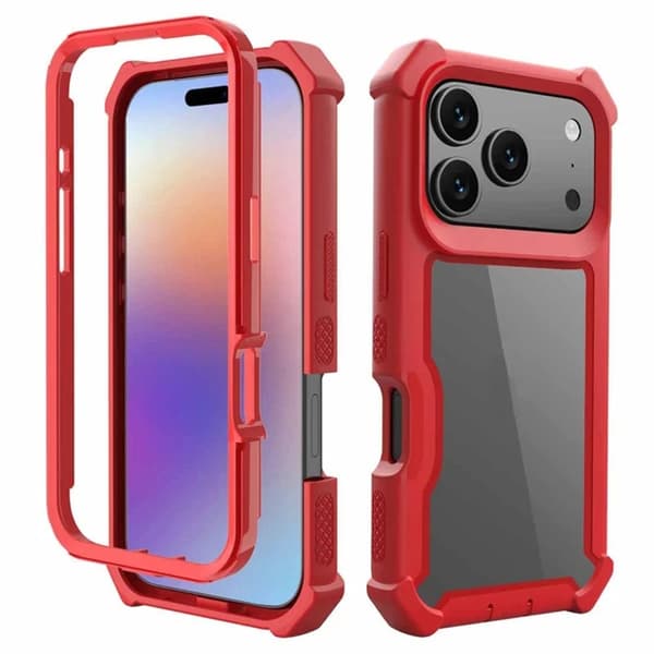 Mobilskal till iPhone 17 Pro TPU + PC Shockproof - Röd Röd