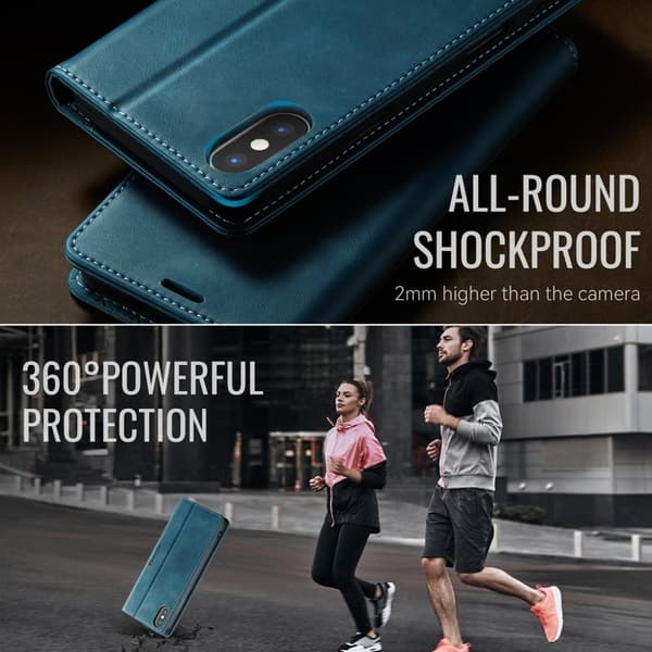 CASEME 033 Mobilskal till iPhone XS Max RFID Blocker Läder Grön