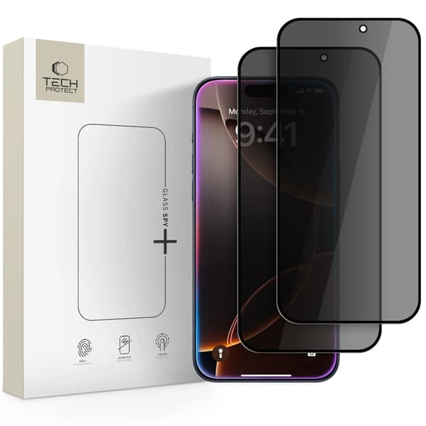 Tech-Protect [2-Pack] iPhone 17/17 Pro Härdat Glas Skärmskydd Privacy Svart