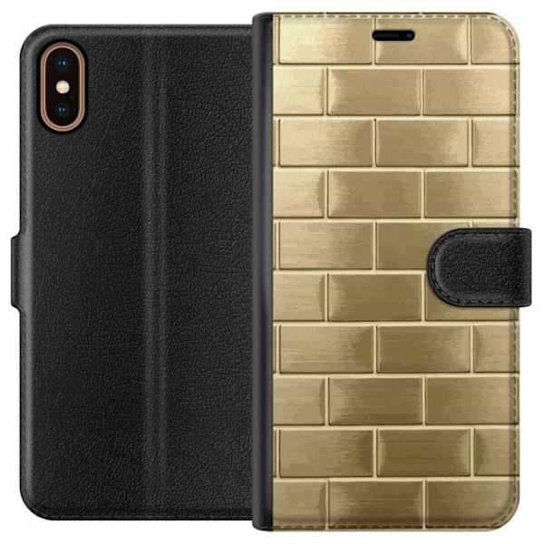 Plånboksfodral till Apple iPhone X med Gyllene Murstenar