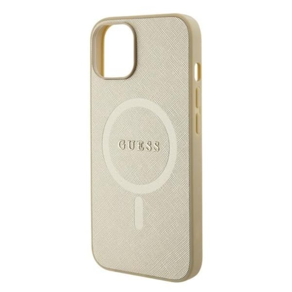 Guess iPhone 15 Mobilskal Magsafe Saffiano - Kulta