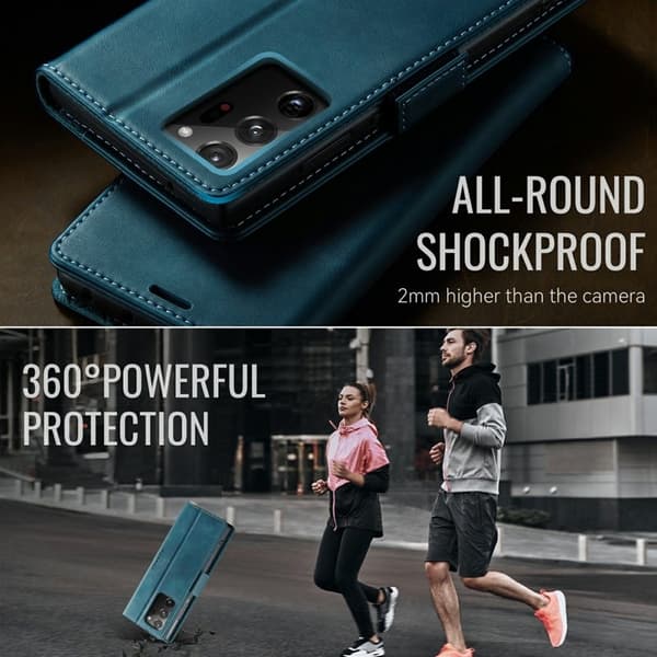 CASEME 033 Series Samsung Galaxy Note20 Ultra Konstläder Plånboksfodral Blå
