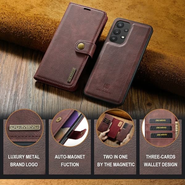 DG.MING Plånboksfodral Folio Flip Stand Samsung Galaxy A33 5G Röd