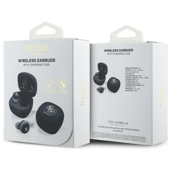 Guess TWS In-Ear Hovedtelefoner Bluetooth Iriserende 4G Trykt Logo - Sort Black